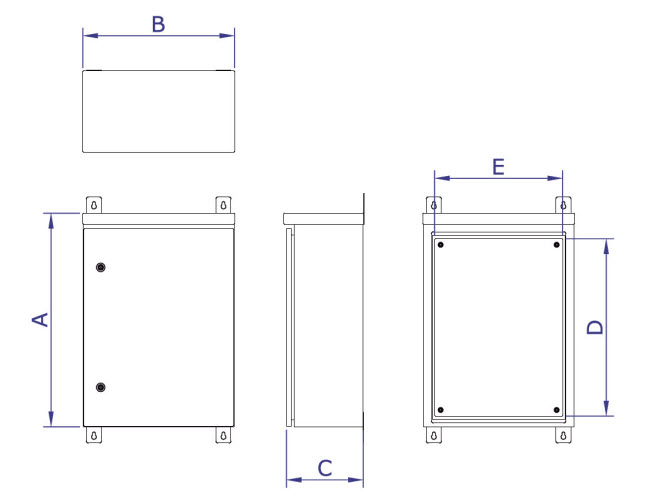 Dimensiones del Tablero de Control para Intemperie con Techo